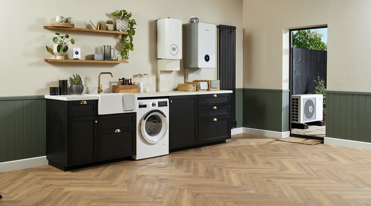 Modern utility room with heating system